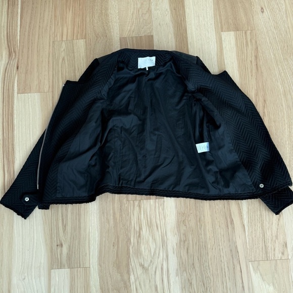 Iro Women's Size 1 Black Leather Shoulder Patches Phoebe Moto Jacket Jacket - Picture 11 of 14